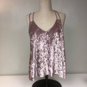 Cross Back Pink Velvet Top